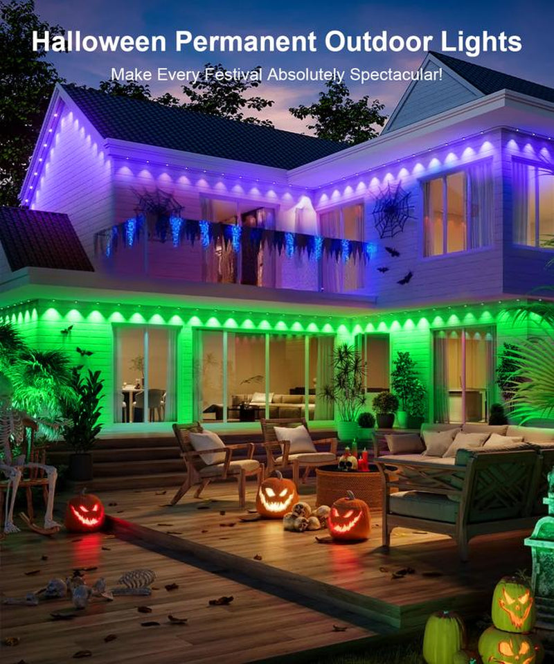 RGB Eave Outdoor Lights, Permanent Outdoor LED Colorful Eave Lights, with APP Control and Remote Control, DIY Mode, IP67 Waterproof.