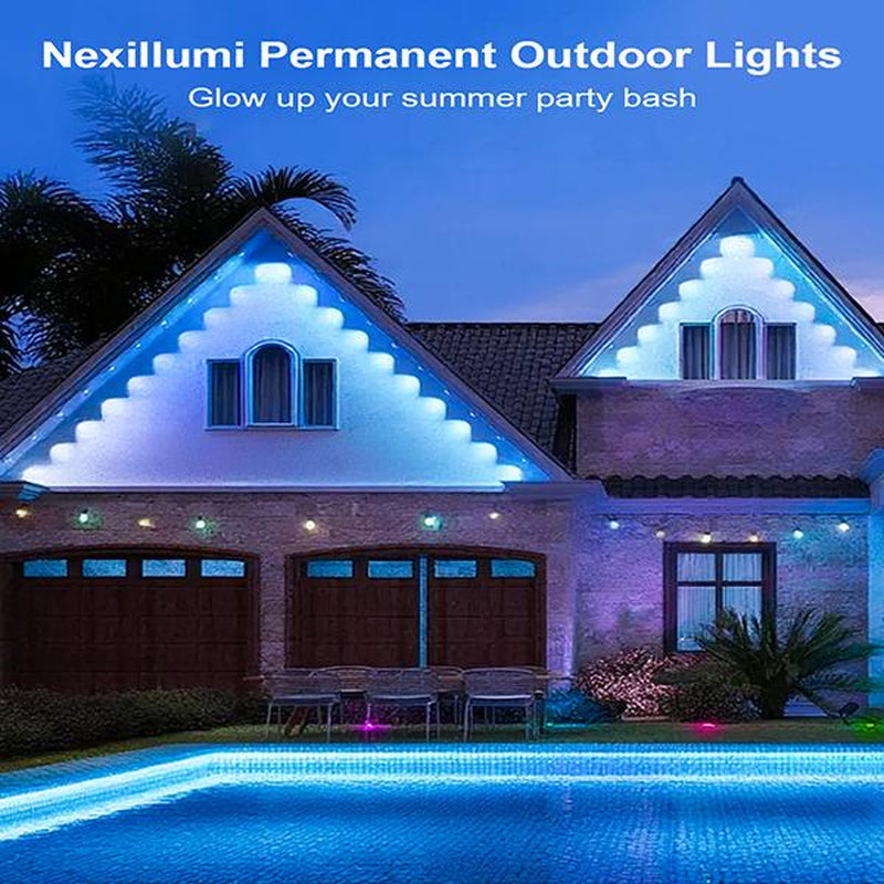 RGB Eave Outdoor Lights, Permanent Outdoor LED Colorful Eave Lights, with APP Control and Remote Control, DIY Mode, IP67 Waterproof.