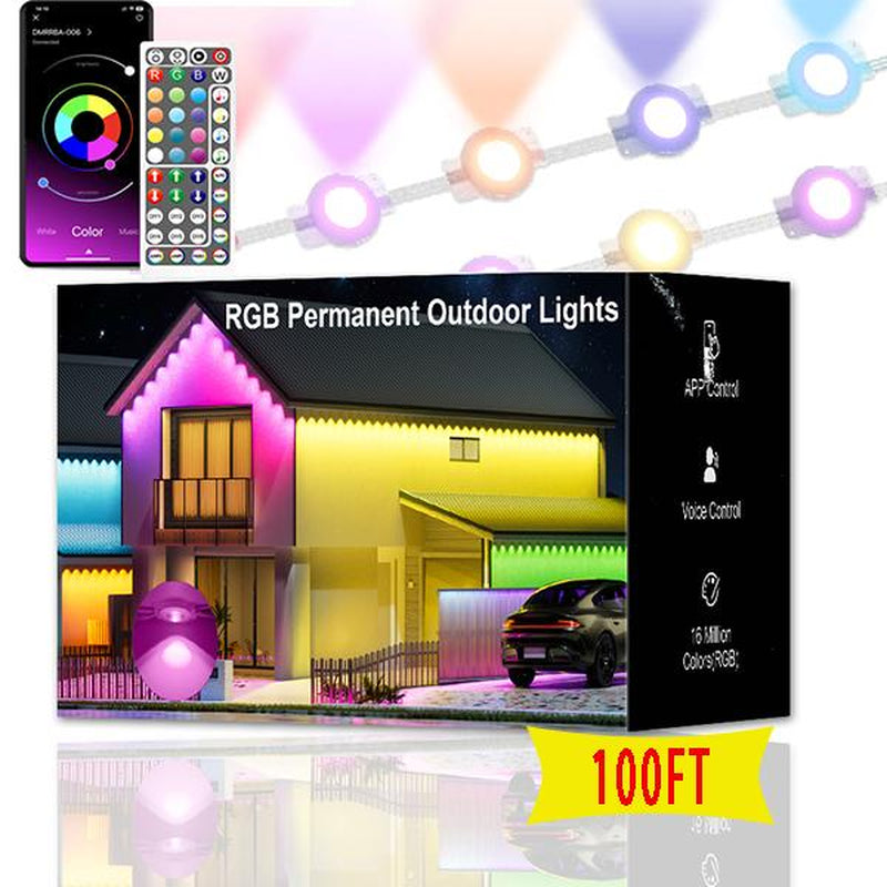 RGB Eave Outdoor Lights, Permanent Outdoor LED Colorful Eave Lights, with APP Control and Remote Control, DIY Mode, IP67 Waterproof.